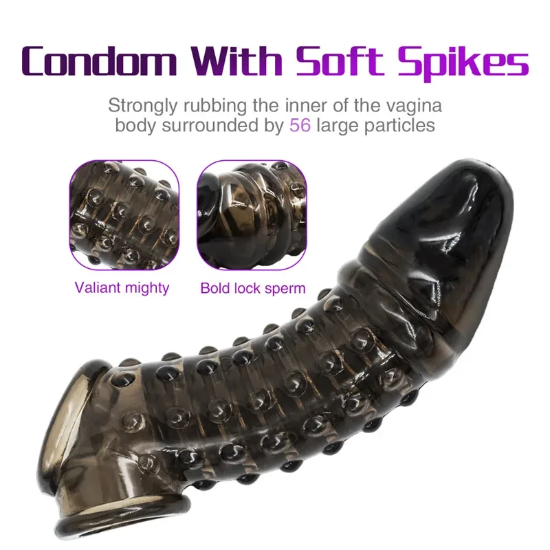 Silicone Penis Reusable Condoms Delay Ejaculation Sleeve Penis Extender Glans Enlarger Cock Rings Sex Toys For Men