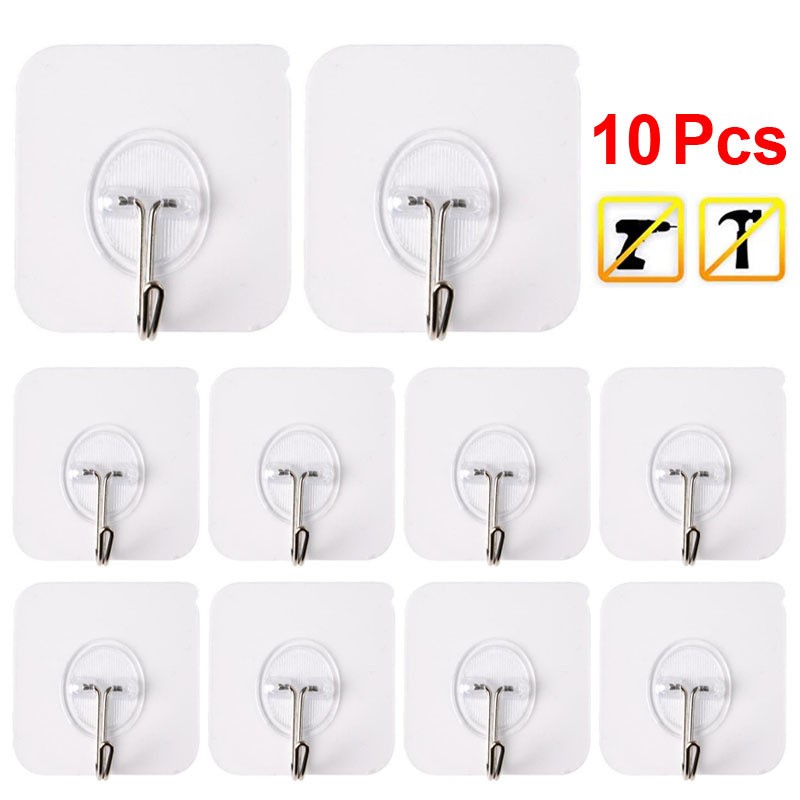 10 Pieces Multi-Purpose Adhesive Hook Organizer Wall Hooks Strong Suction Cup Hanger