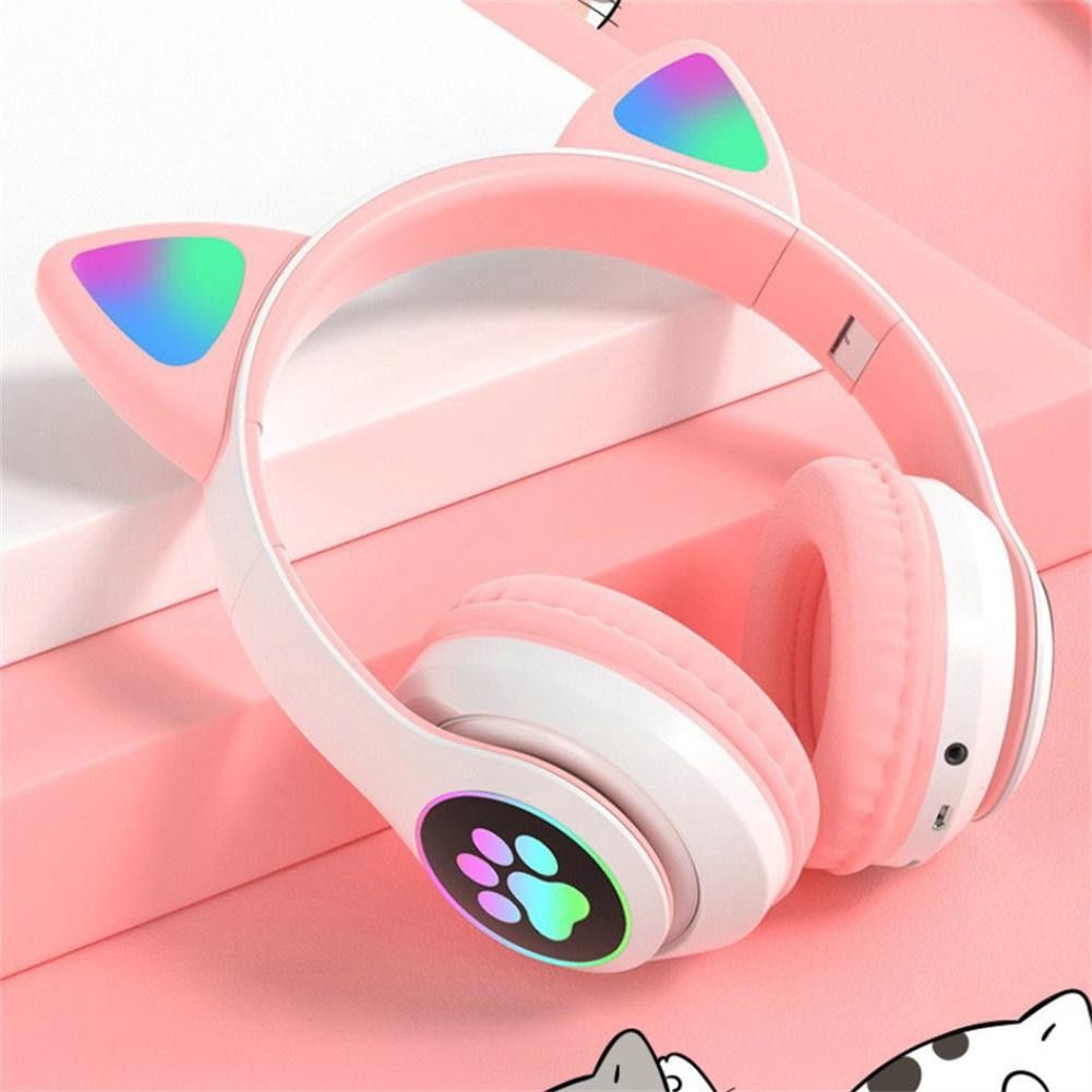 Cat Ears Bluetooth5.0 Headphone Stereo With Mic Support TF Card Wireless Kids Girl Earphone Birthday Gift