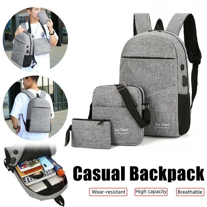 3 in 1 Backpack USB Charging Waterproof 15 Inch Laptop Bag Casual Oxford Male Business Backpack Computer Notebook Backpack