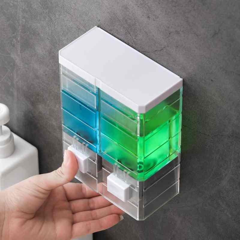 Manual soap dispenser transparent wall mounted bathroom sanitizer shampoo shower gel container