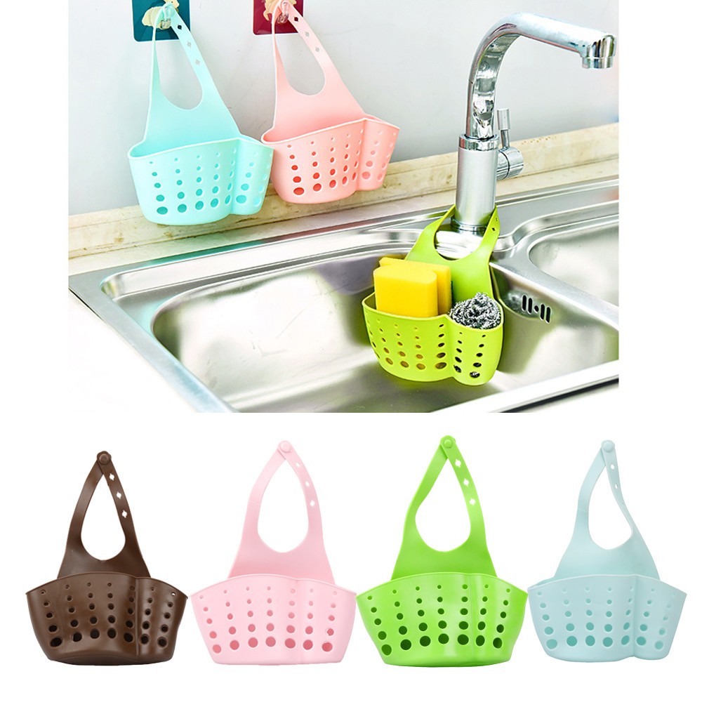 Kitchen Sink Hanging Drain Bag Basket Soap Bath Storage Scrubbers Drying Sponges Holder Rack