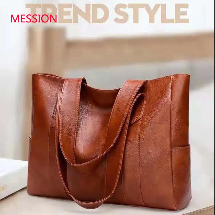 Women Soft Leather Handbags Large Capacity Tote Bags Retro Designer Big Shoulder Bag