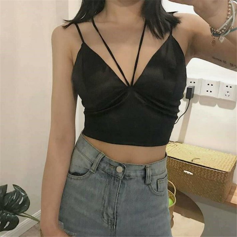 Women Crop Top Casual Strap Vests Wrap Chest Underwear Padded Bra New Crop Top Party Club Bustier Bra Backless Bandage T-shirt