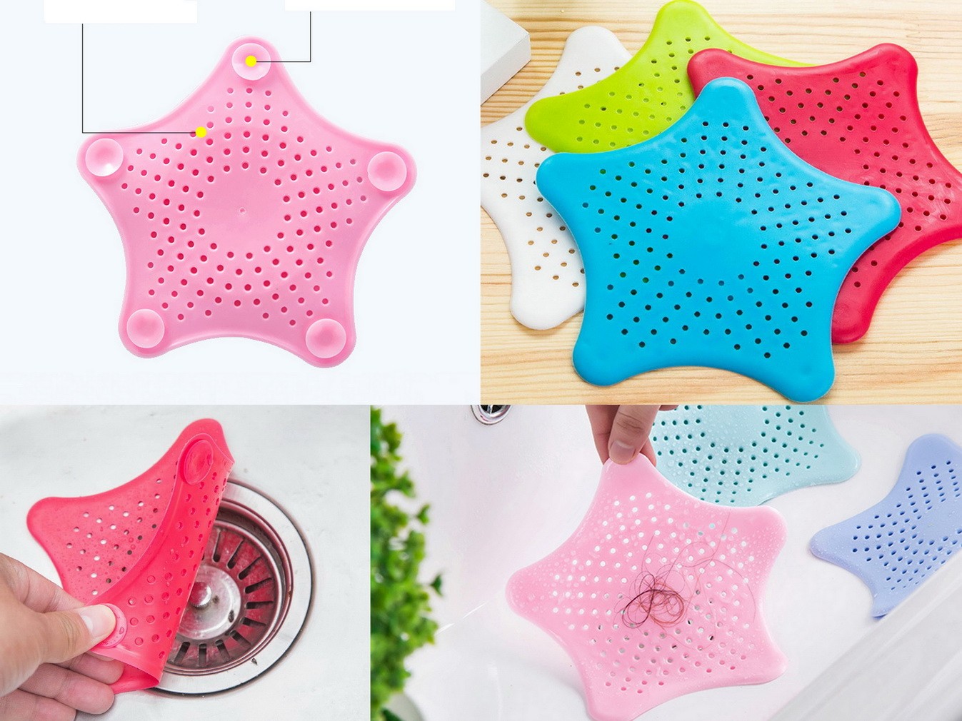 Star PVC Sink Filter Bathroom Kitchen Sewer Filter Bath Shower Cover Drain Strainer