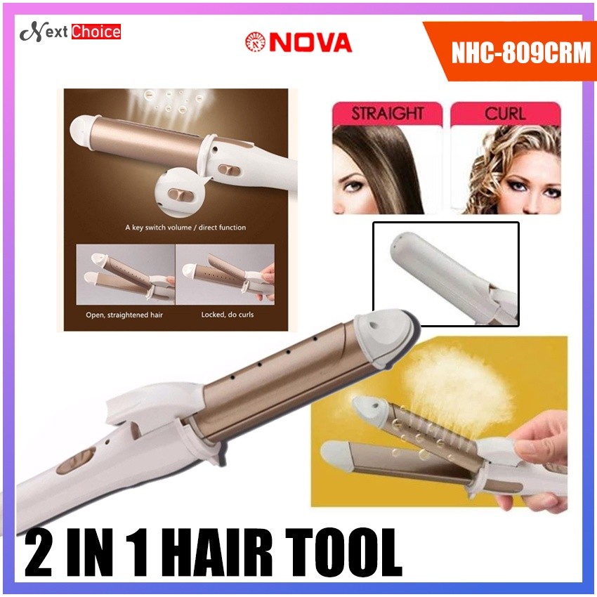 NOVA 2 in 1 Professional Hair Straightener and Curler Iron