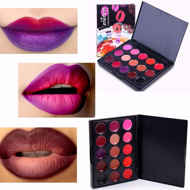 15 Colors/Set Lip Gloss Palette Women Moisturizing LongLasting Matte Lipstick