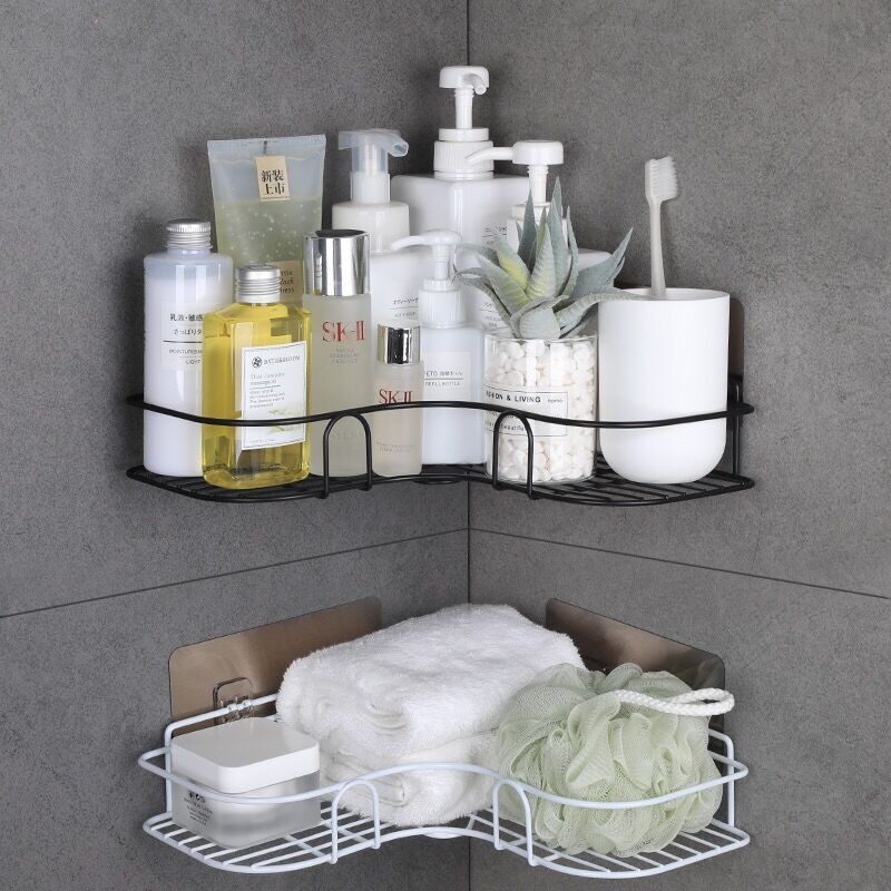 Bathroom Shelf Shampoo Holder Shower Shelves Corner Wall Mounted Storage Basket Organizer