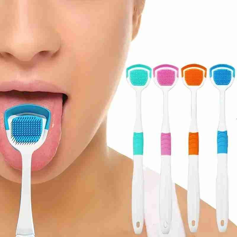 Silicone tongue brush tongue coating scraper cleaning toothbrush mouth fresh breath scraping hygiene oral