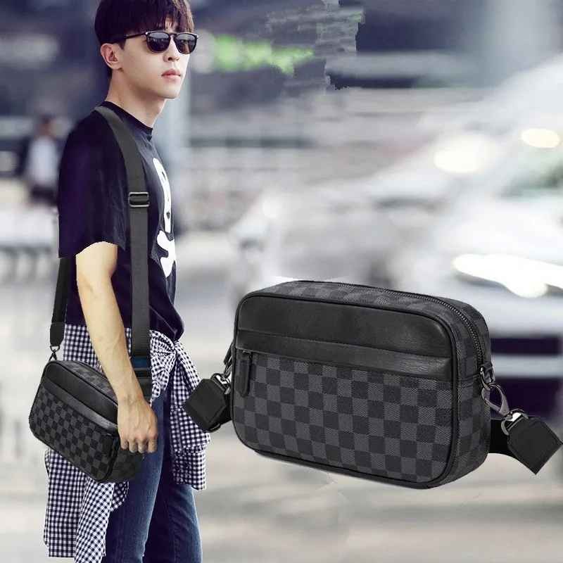 Men's Crossbody Bag Casual Versatile Plaid Workwear Bag New Style Shoulder Bag