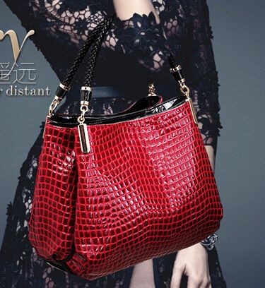 Women's Big Handbag Crocodile Pattern Large Capacity Shoulder Bag Pu Leather Casual Totes