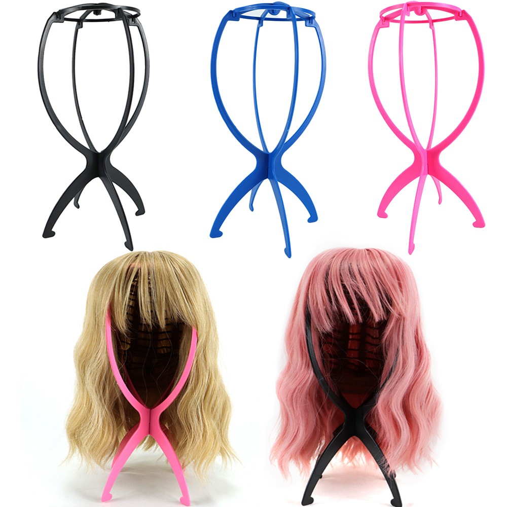 1Pc Colorful Ajustable Mannequin Wig Stands Foldable Wig Head Stand Flexible Plastic Wig Holder