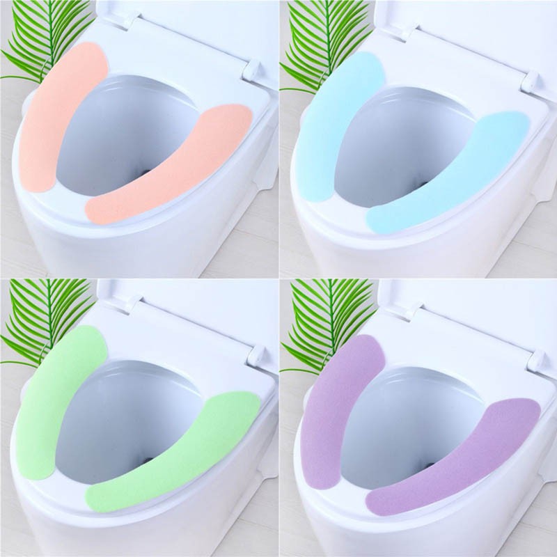 1 Pair Soft Toilet Seat Cover Washable Paste Toilet Seat Pad