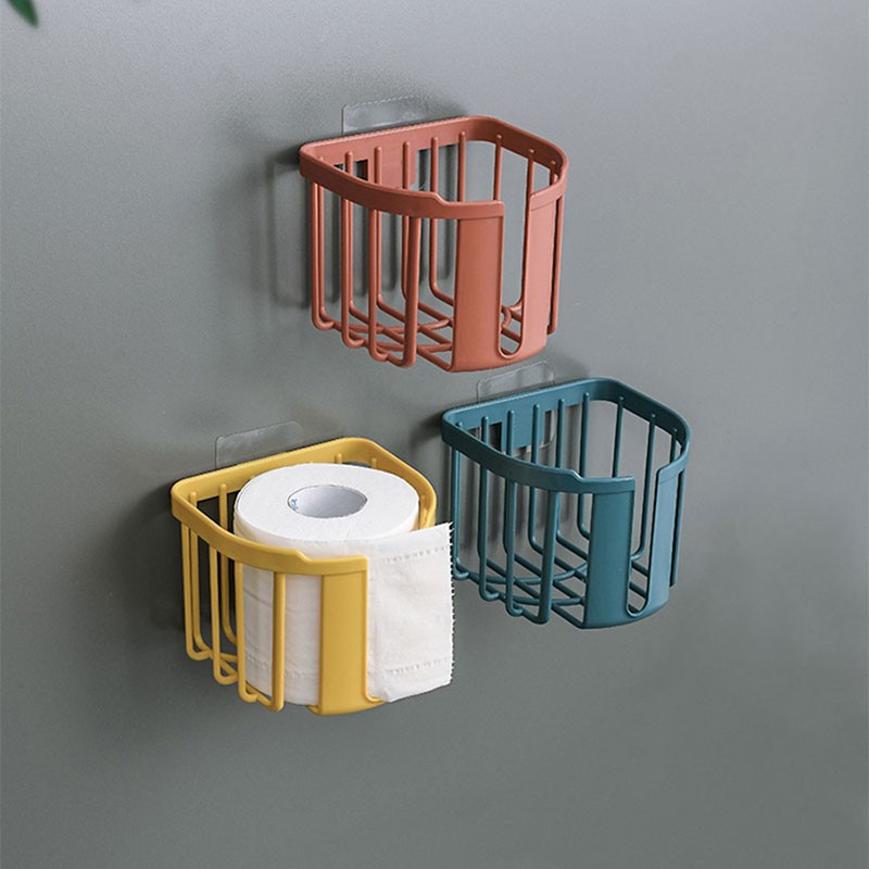 Toilet Paper Shelf Bathroom Kitchen Tissue Box Wall-Mounted Sticky Paper Storage Box Toilet Paper Holder