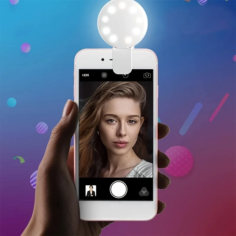 Mini Selfie Ring Light Portable Clip-on Selfie Fill Light USB Rechargeable Battery Operated LED Fill Light For Mobile Phone