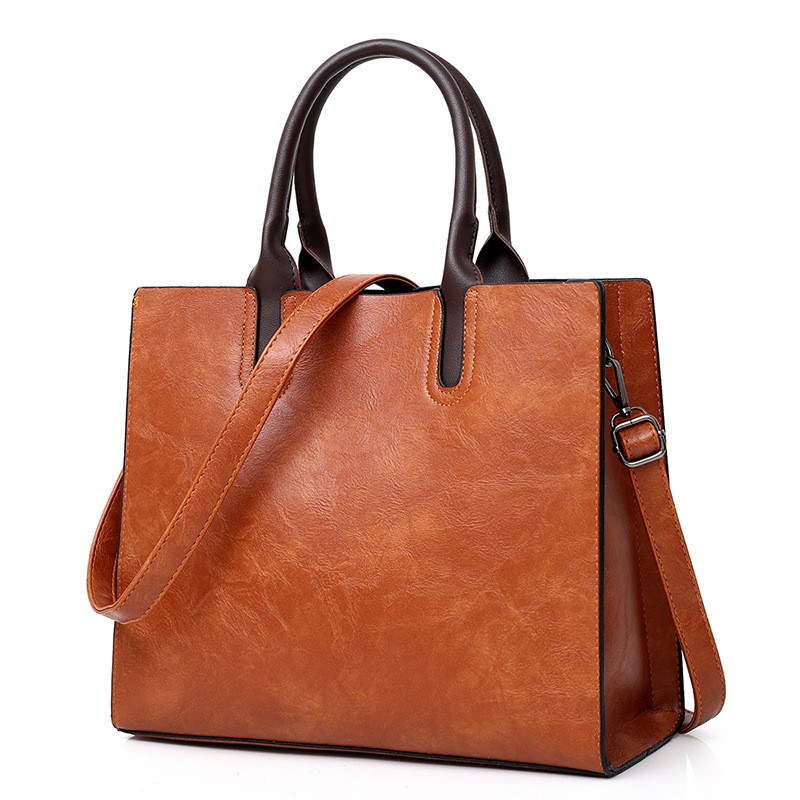 Luxury Brand leather Handbags Large Capacity Retro Vintage Top-Handbag Solid Sac Shoulder Bag