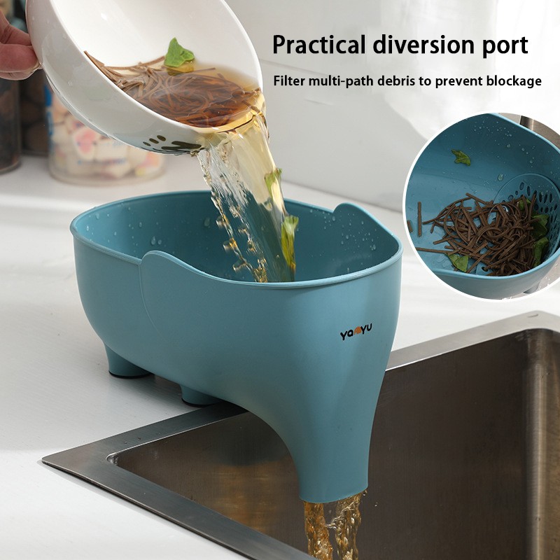 Elephant Drain Basket Multi-purpose Kitchen Storage Household Fruit and Vegetable Plastic Drain Basket