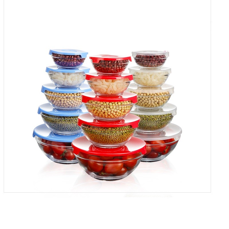 5pcs Glass Mixing Bowl Glass Bowl Set Retain Freshness Bowl