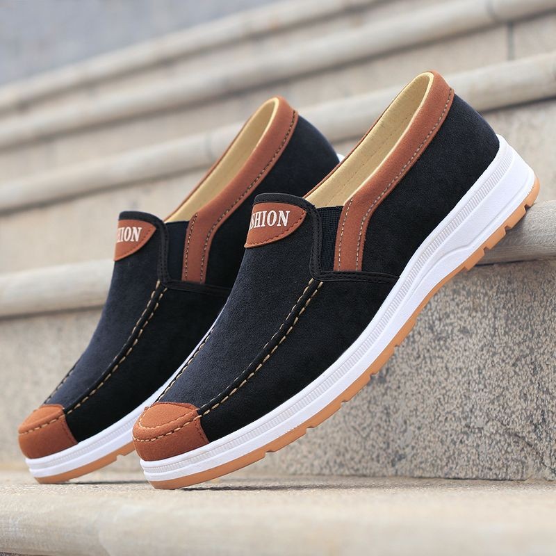 Comfortable Canvas Shoes Men Casual Flat Shoes Fashion Loafers Black Shoes