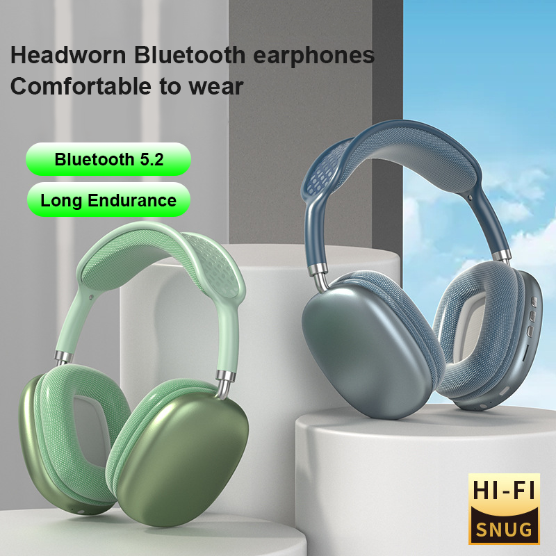 P9 Wireless Bluetooth Headphones with Microphone Noise Canceling Headsets Stereo Sound Earphones Sports Gaming Earphone Supports TF