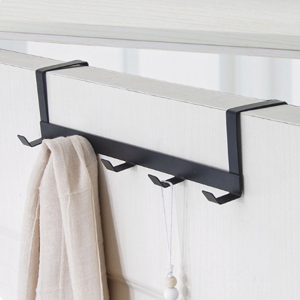 Wall-mounted Five Row Door Hook Durable Clothes Coat Hat Hanger Punch-free Rack Bathroom Kitchen Accessories