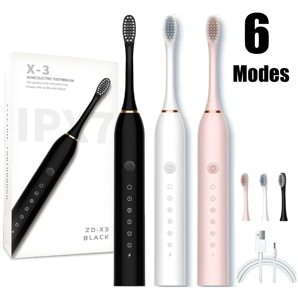 Rechargeable Toothbrush 6 Clean Modes X-3 Electric Toothbrush Washable Teeth Whitening Cleaning Brush