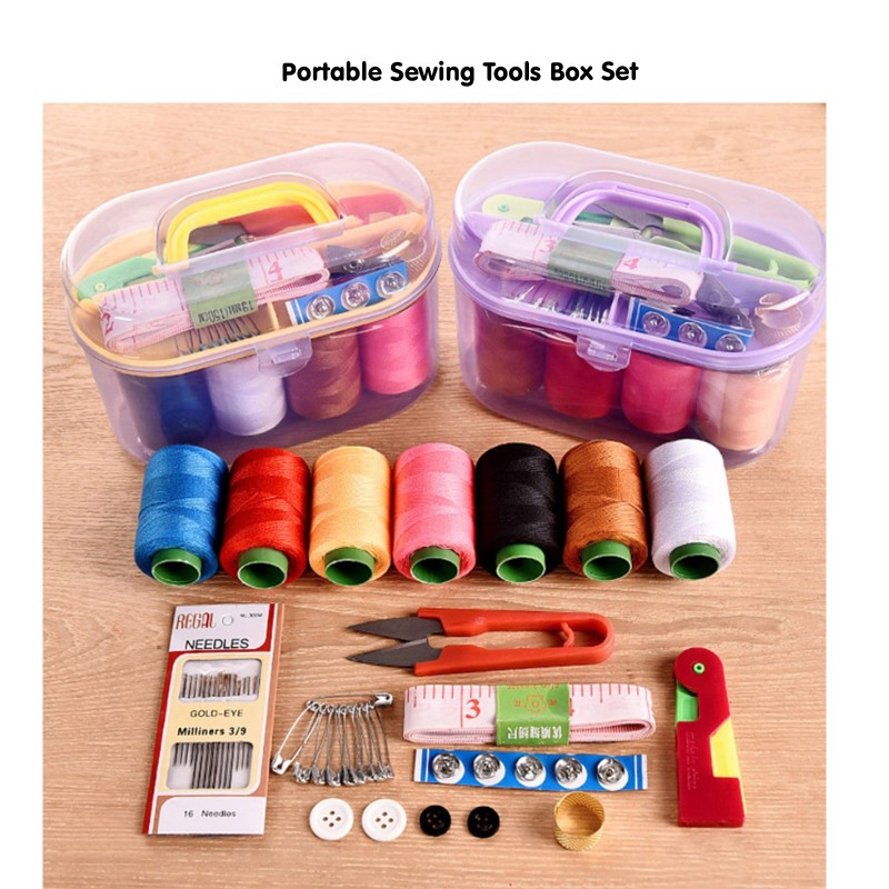 10 Pieces Multifunction Mini Sewing Kit Box Portable Thread