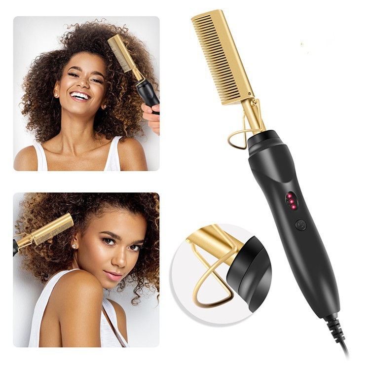 2 in 1 Electric Hot Comb Hair Straightener Curler