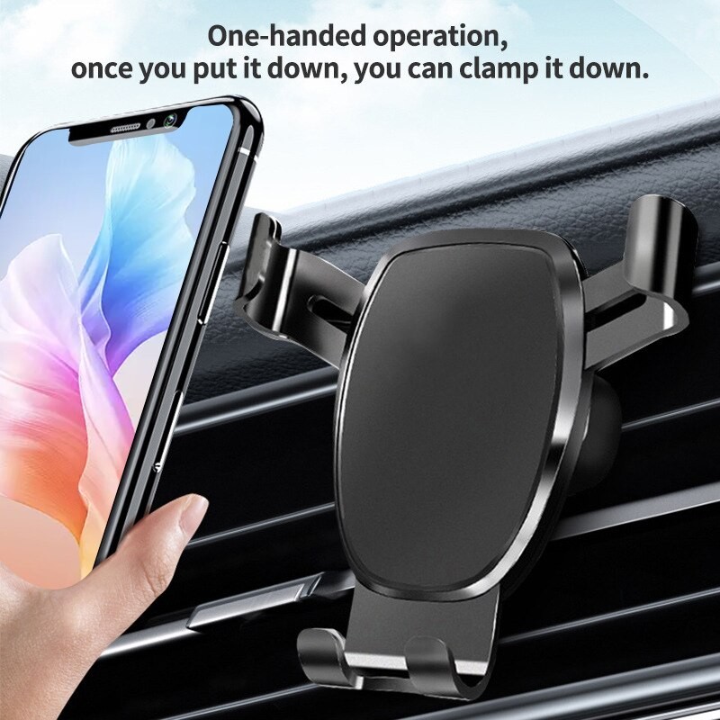 Mobile Phone Holder Air Outlet Gravity Sensor Car Holder Riangle Gravity Frosted Simplicity Solid Metallic