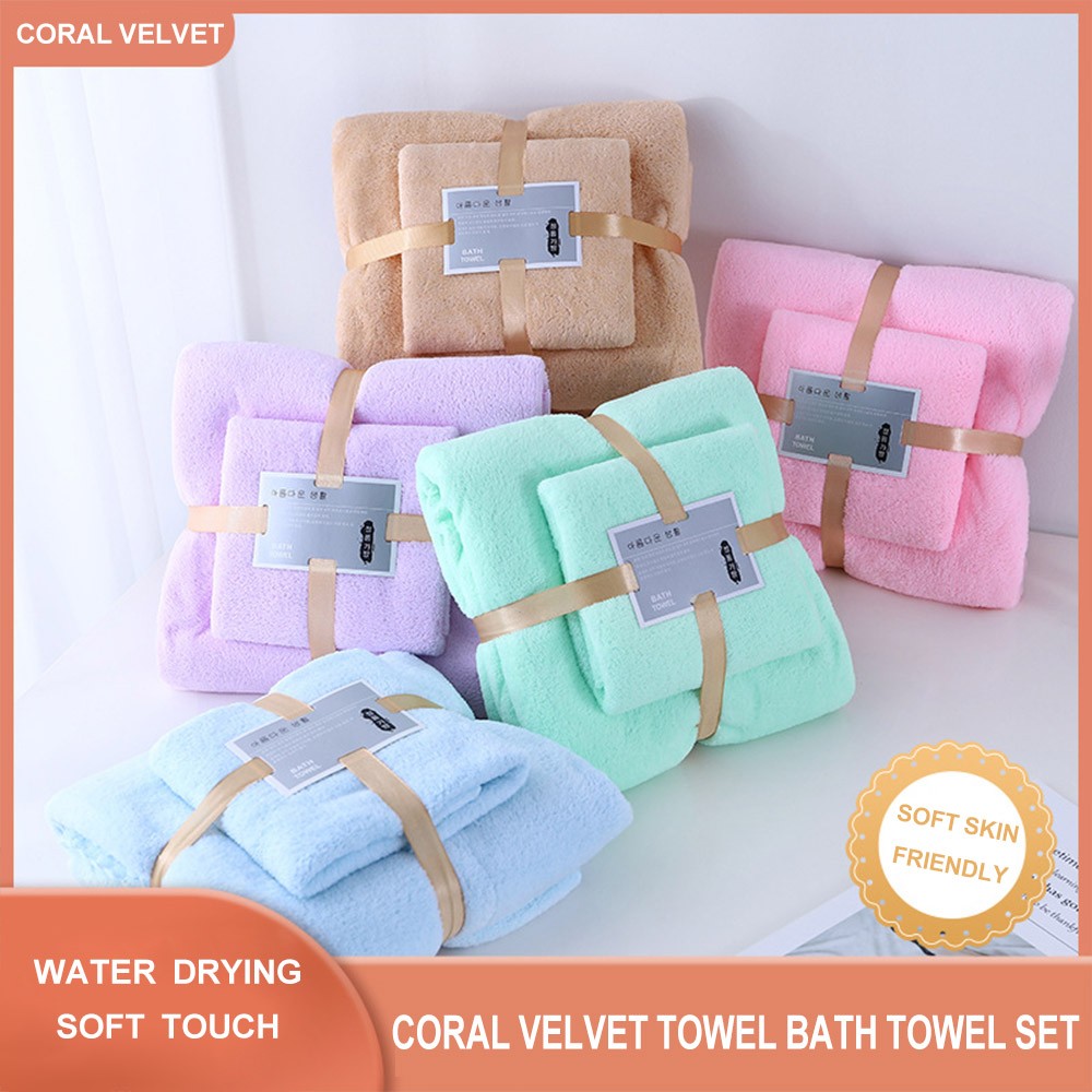 Microfiber Towel Coral Velvet Bath Towels Set Soft and Skin-friendly Sauna Clean Shower Super Absorbent Towel