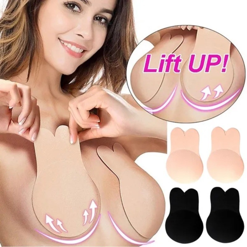 Self Adhesive Silicone Push Up Bra for Women, Invisible Strapless Chest Pads, Reusable Sticky Tape, Gym Bra