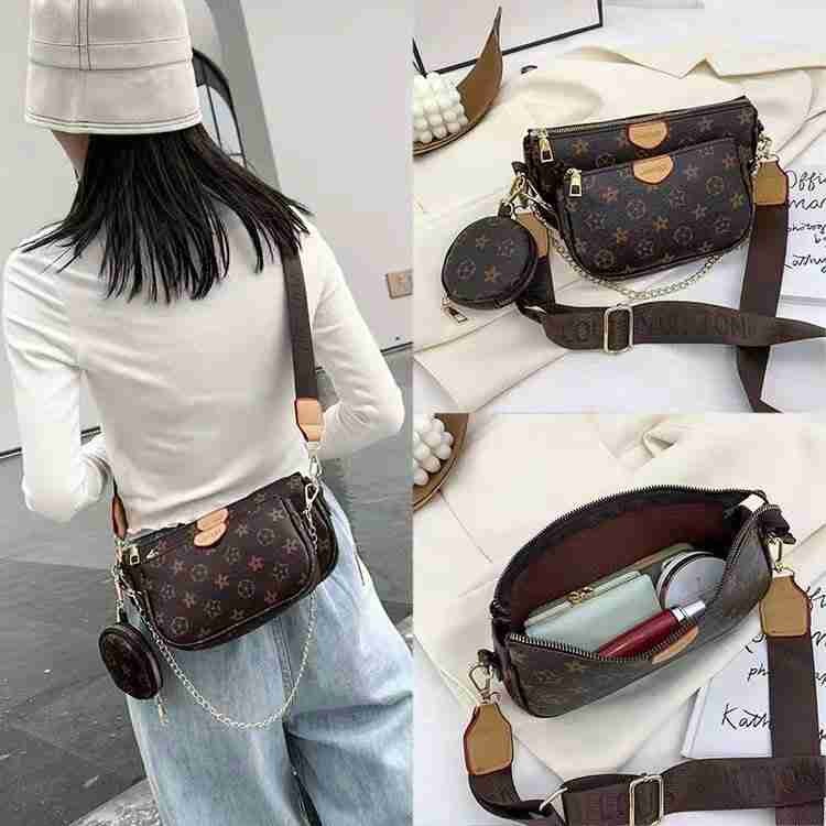 LV 3in1 Mahjong Bag Womens shoulder waist Bag Portable Broadband Fashion All-Matching Crossbody Chain Pouch