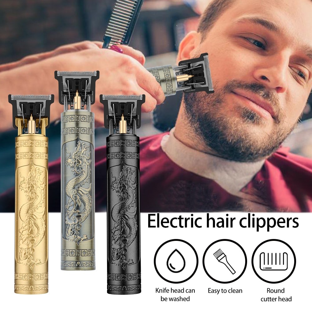 Vintage T9 Electric Hair Cutting Machine Hair Clipper Professional Men Shaver Rechargeable Barber Trimmer for Men Dragon