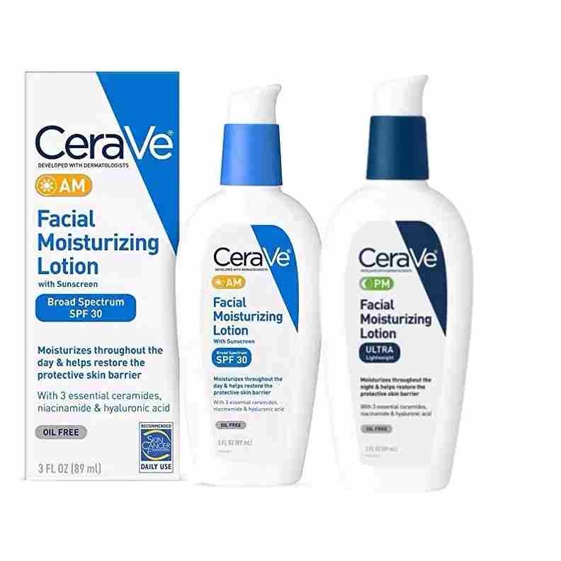 CeraVe Moisturizing Facial Lotion AM PM Day Night Lotion SPF30 Repair Sensitive Skin Nicotinamide Ceramide Cream