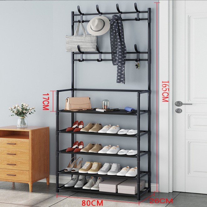 Coat & Shoe Rack Integrated Household Bag Clothes Floor s Hallway Hangers 172*80cm 5-layers