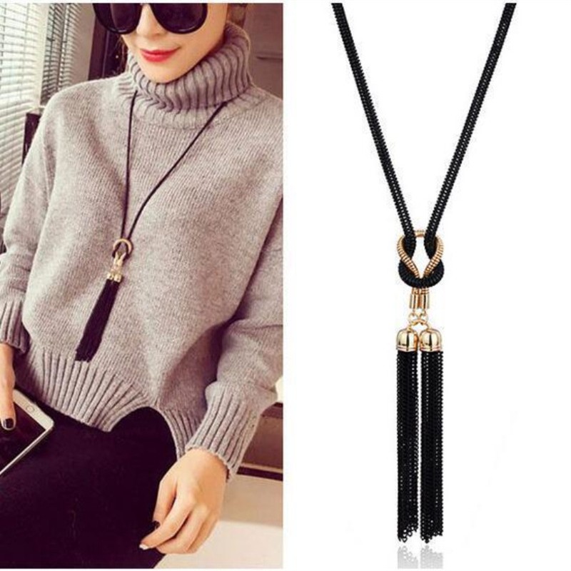 Pendant Necklace Tassel Long Winter Sweater Chain Necklace for Women Necklaces Wholesale Sales Collar