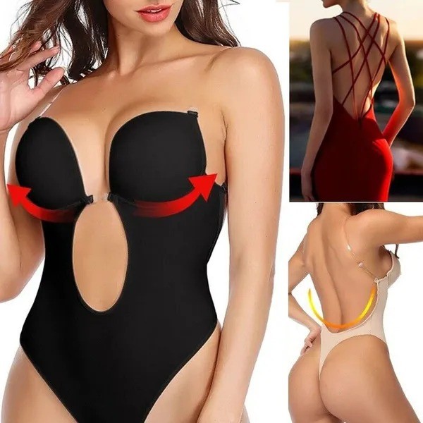 Backless Body Shaper BODYSUIT Tummy Control Invisible Bra Shoulder Strap