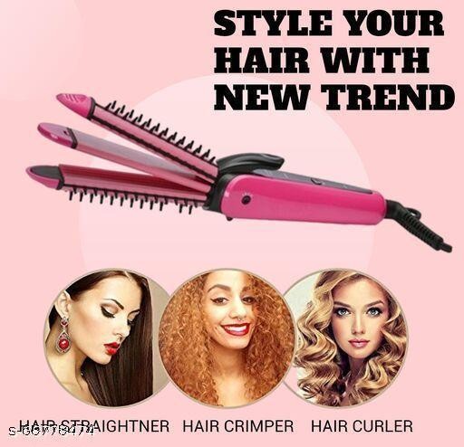 Nova 3 In 1 Hair Curler + Straightener + Brush