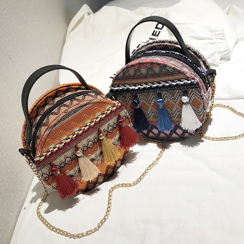 Women Straw Bags Rattan Woven Beach Shoulder Bags Ladies Crossbody Bag Handbag Female Bohemian Handmade