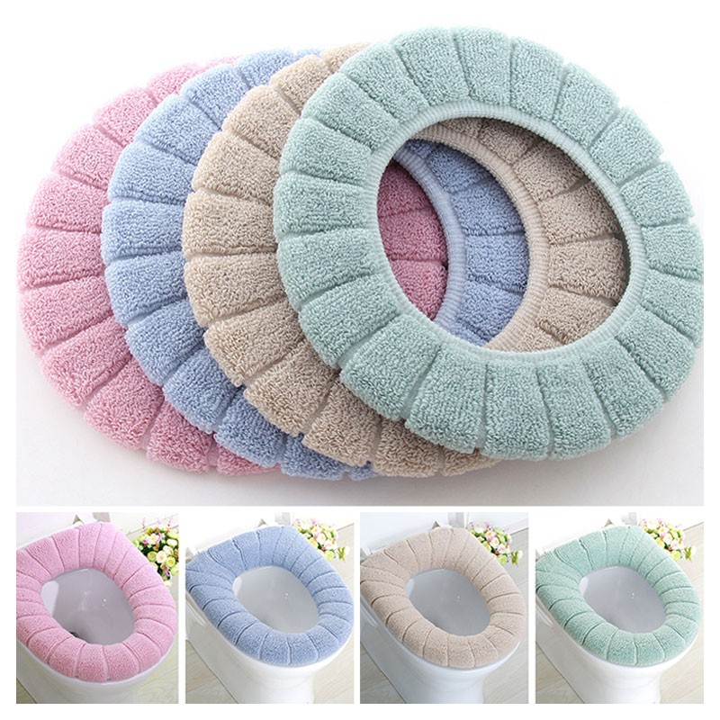 1pc O-Shape Toilet Seat Cover Keep Warm Mat Knitting Soft Pad Toilet Seat Washable