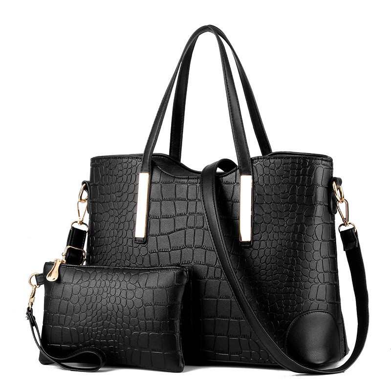 Fashion simple alligator pattern large bag, single shoulder bun mother bag, two-piece set