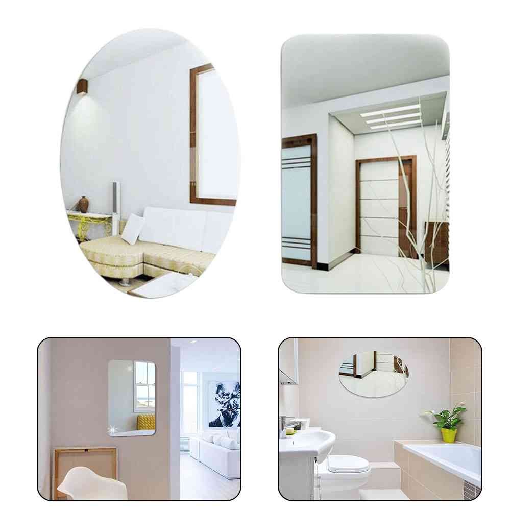 Oval Square 3D Acrylic Mirror Wall Sticker Adhesive For Bathroom Home Decoration Supplies Waterproof 27*42