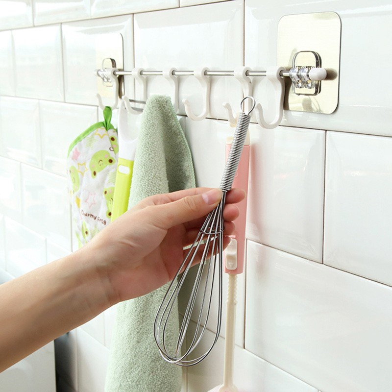 Self-adhesive Kitchen Rail Rack Wall Mount Utensil Hanging Rack Organizer Hanger Cooking Utensils