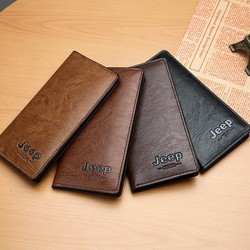 Jeep Wallet Soild Retro Long Clutch Bag PU Leather Business Card Holder Coin Purse Money Clip Luxury Bag