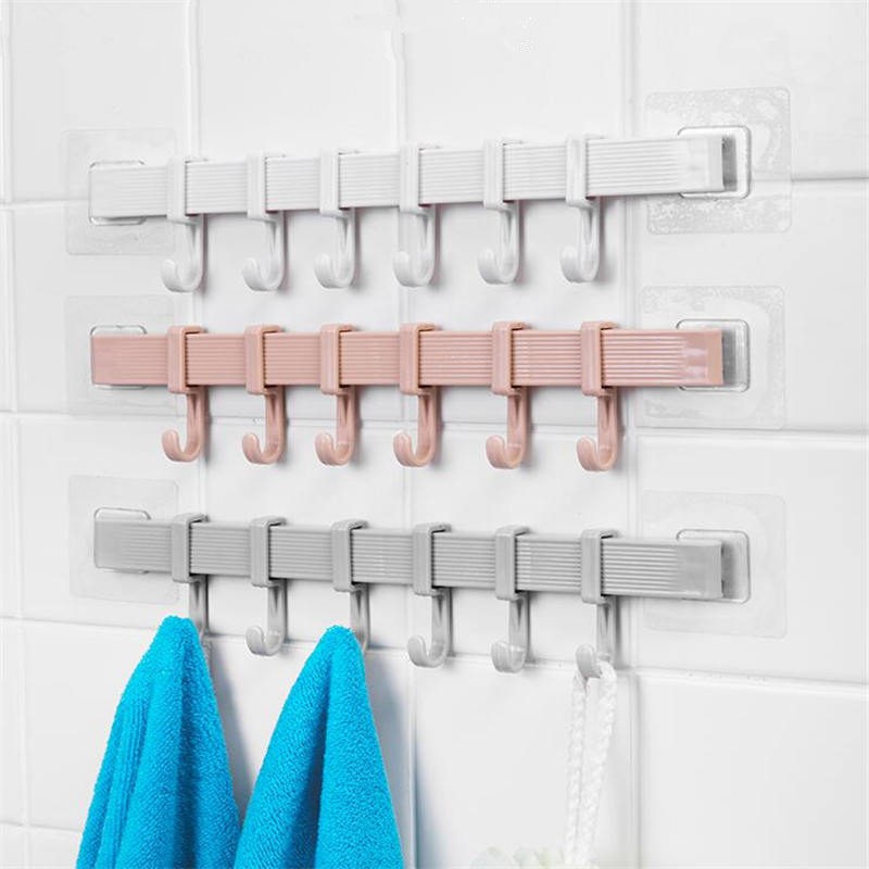 Hook Rack No Punching Hanging Rod Rack Strong Adhesive Toilet Wall Clothes Hook