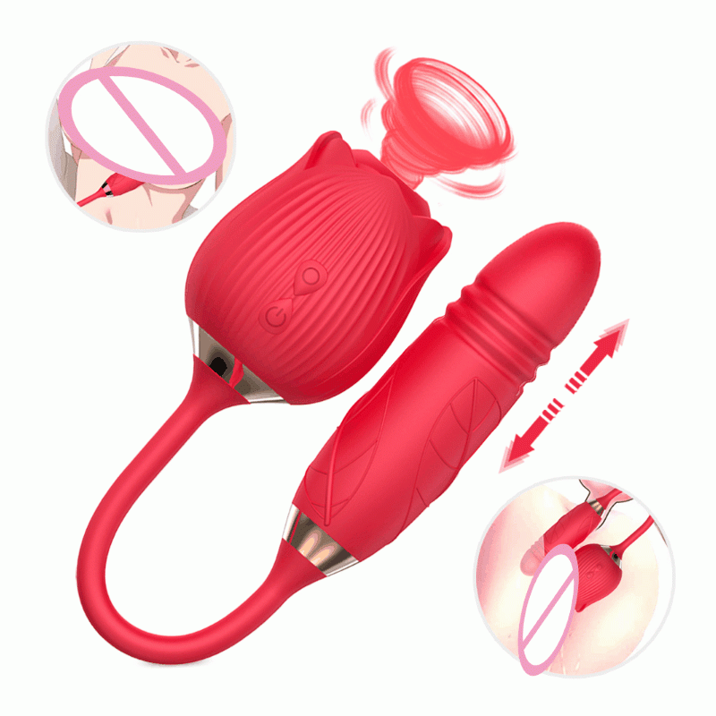 Silicone Sex Toy for Adults, Clitoral Dildo for Women, Pink Vibrator, G Spot Licking and Sucking, Controlled Thrusting