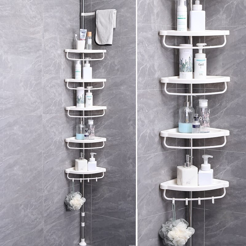 4-layer Bathroom Corner Rack Storage Organizer for Shampoo Accessories Adjustable Punch