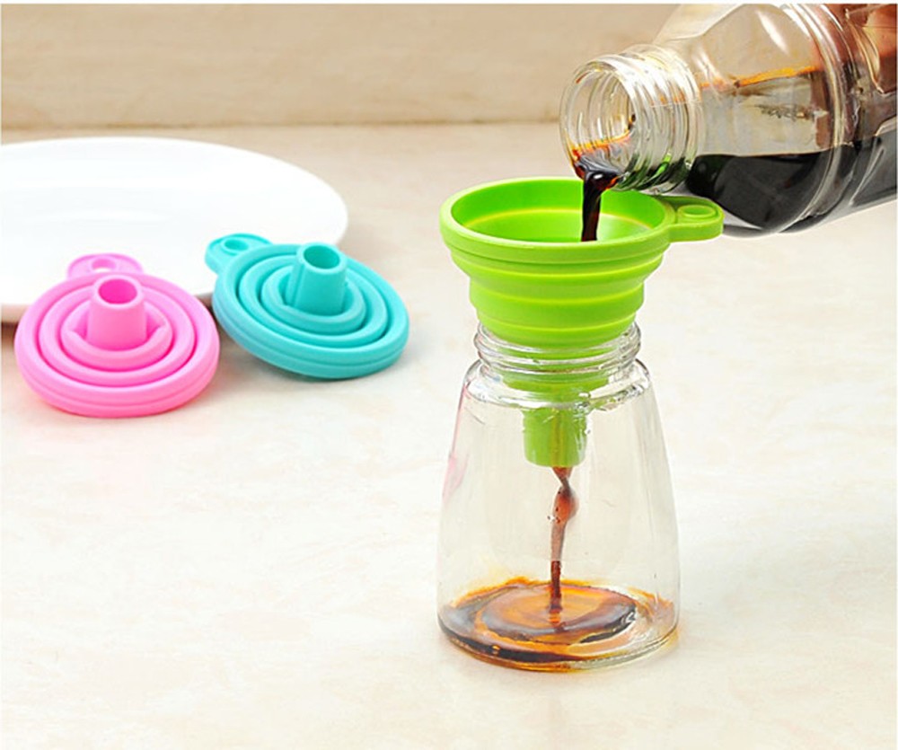 Foldable Silicone Funnel Liquid Dispensing Mini Funnel Salt Sugar Sub-Tank Kitchen