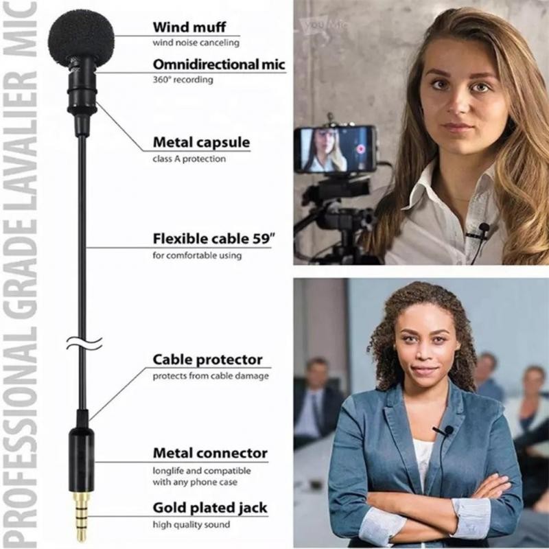 3.5mm Microphone Vocal Stand Clip Tie For Mobile Phone Conference Speech Audio Video Microphone