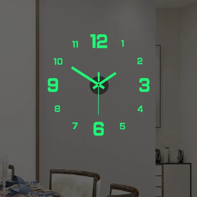 Creative Simple Luminous Digital Clock European Style DIY Silent Wall Clock Study Living Room Punch-Free Wall Sticker Clock